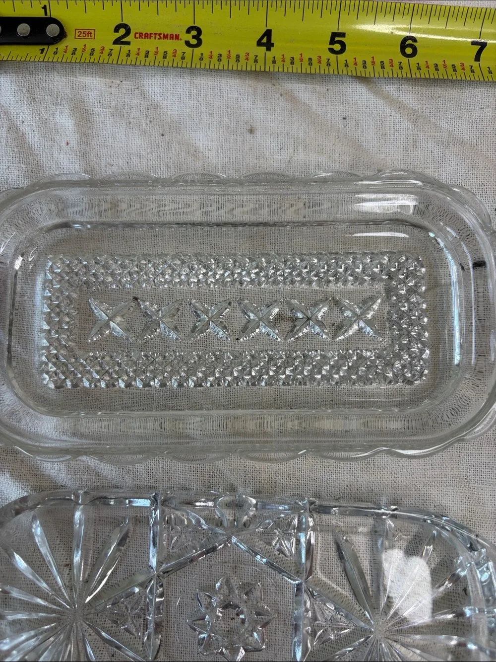 Clear Pressed Glass Butter Dish - Elegant Pattern